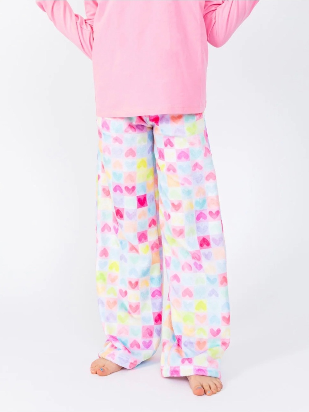 Limeapple Love More Girls Plush Loungewear Pants - Multicolor 10/12